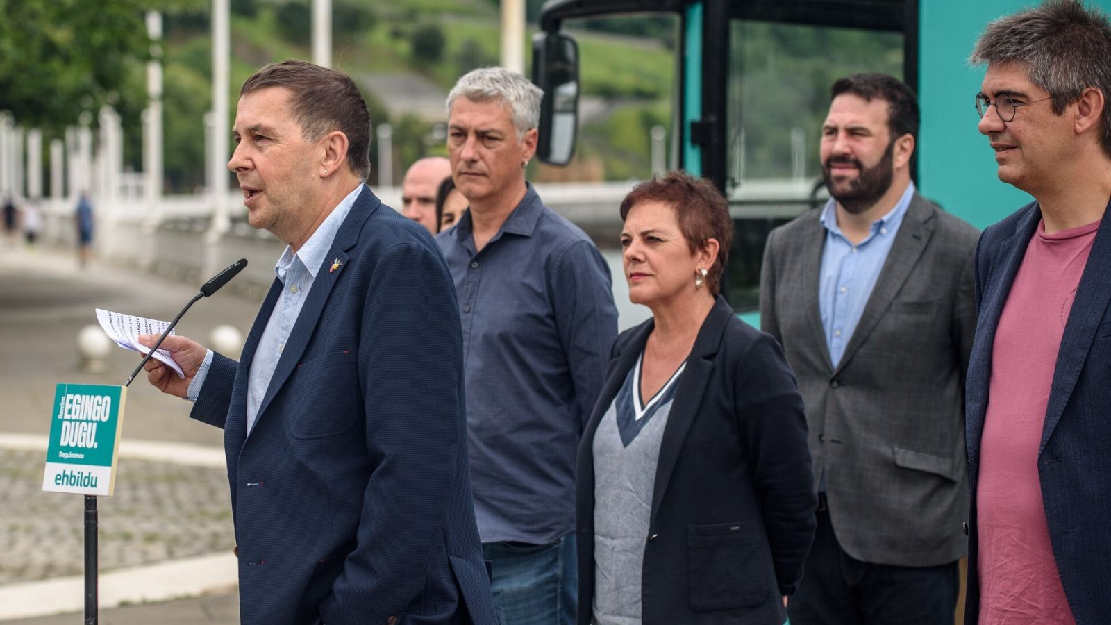 El líder de EH Bildu, Arnaldo Otegi, en la presentación de la campaña este miércoles