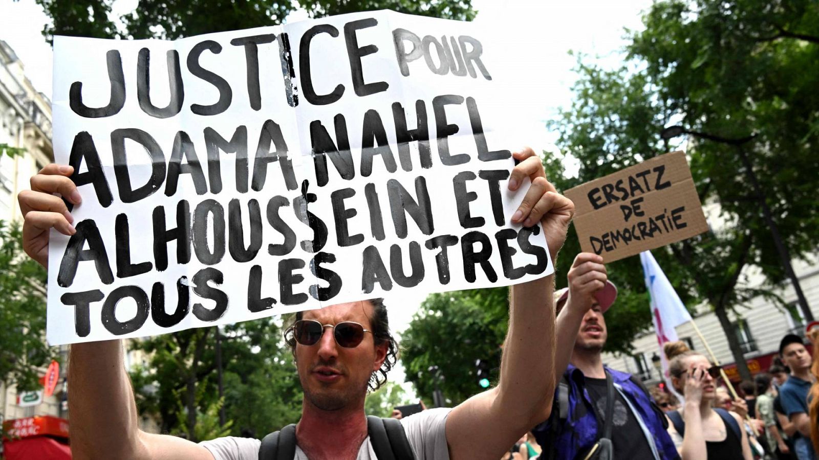 Una imagen de la manifestación en París para protestar contra la brutalidad policial.