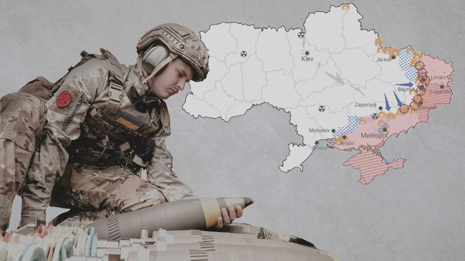  Soldado ucraniano se prepara para atacar posiciones enemigas en Bajmut