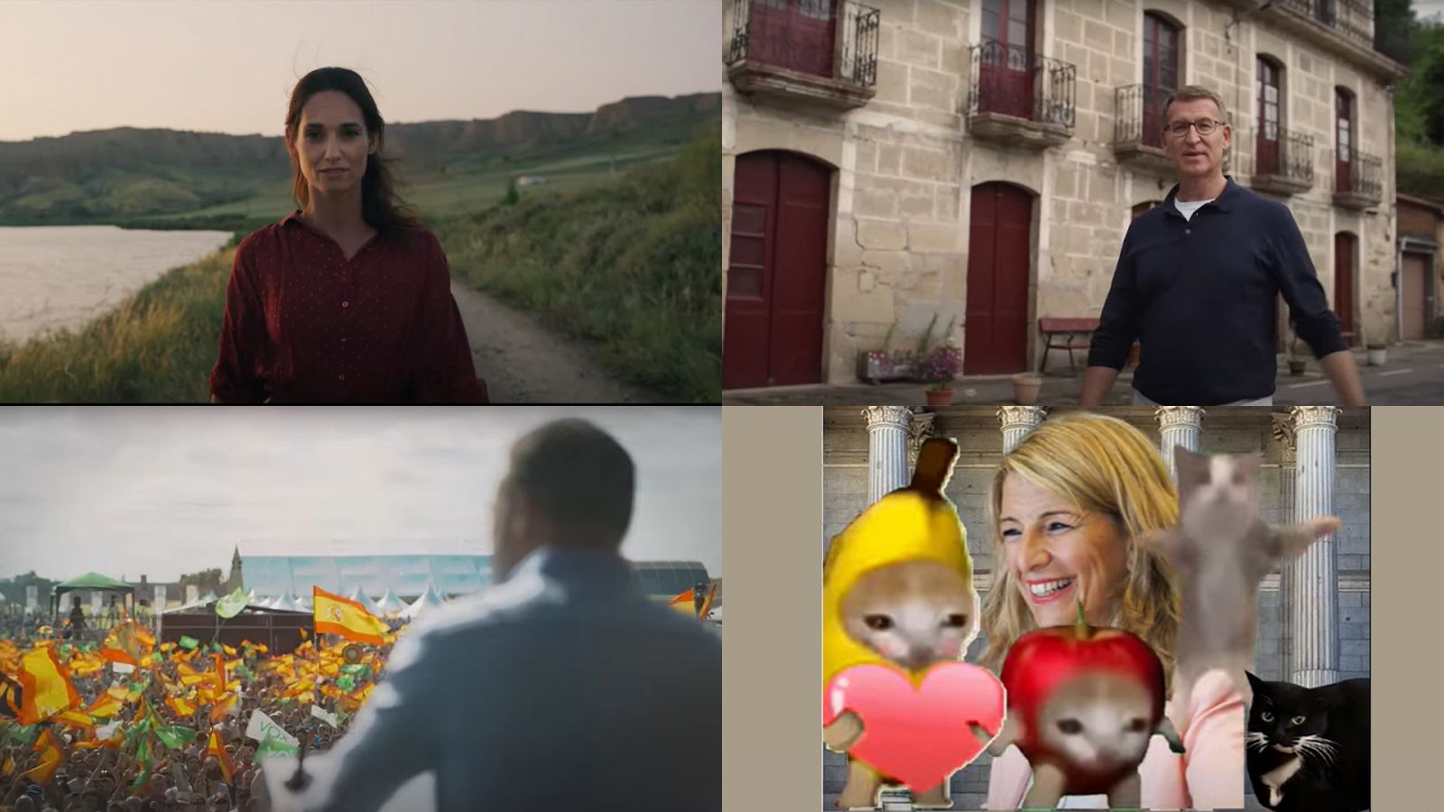 Imágenes de spots de campaña de los principales partidos que concurren al 23J