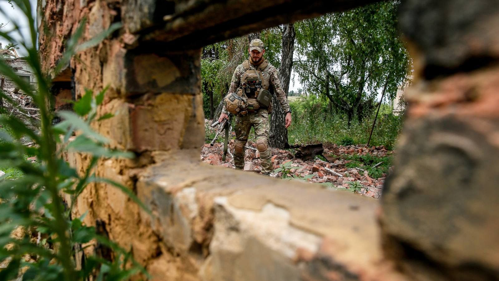 Un militar ucraniano en Donetsk.