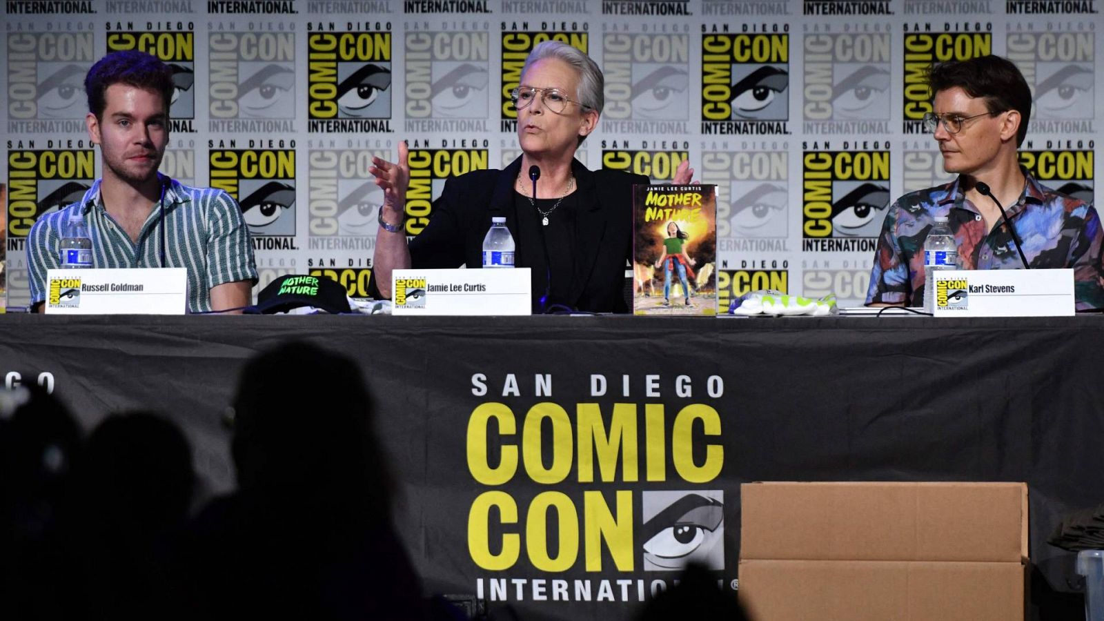 Una imagen de la actriz estadounidense Jamie Lee Curtis durante la presentación de su cómic 'Madre Naturaleza' en la Comic-Con 2023.