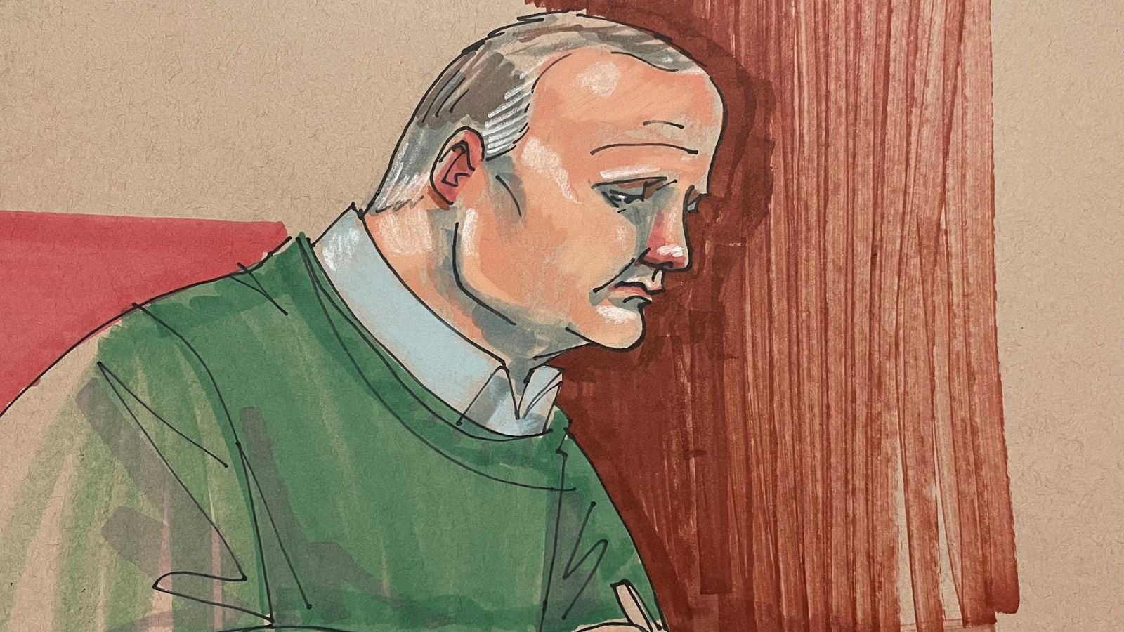 El acusado Robert Bowers en una ilustración del juicio