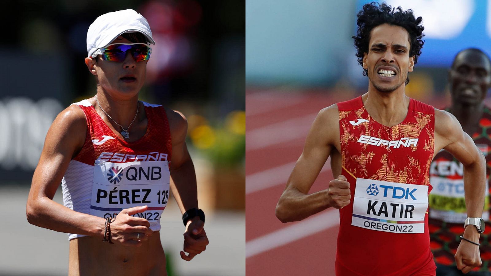 María Pérez (i) y Mohamed Katir, en los pasados Mundiales de atletismo