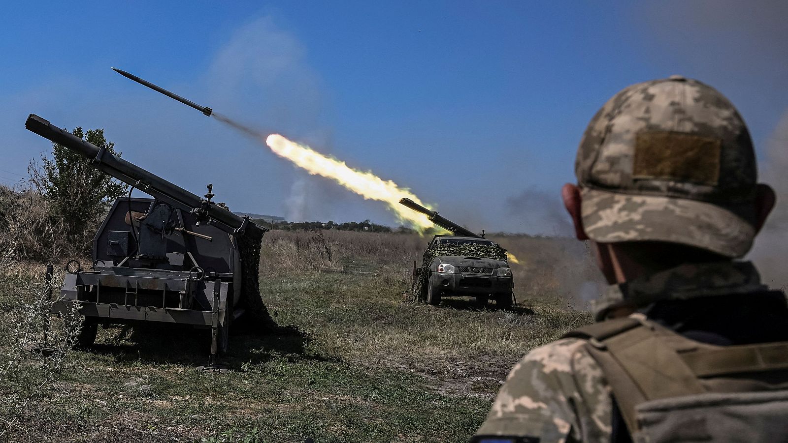 Militares ucranianos en el frente cerca de Zaporiyia