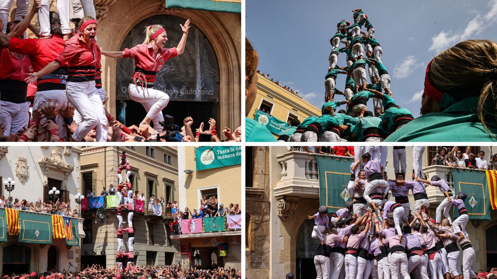 Colla Joves dels Xiquets de Valls; Castellers de Vilafranca, Colla Vella dels Xiquets de Valls; i Minyons de Terrassa