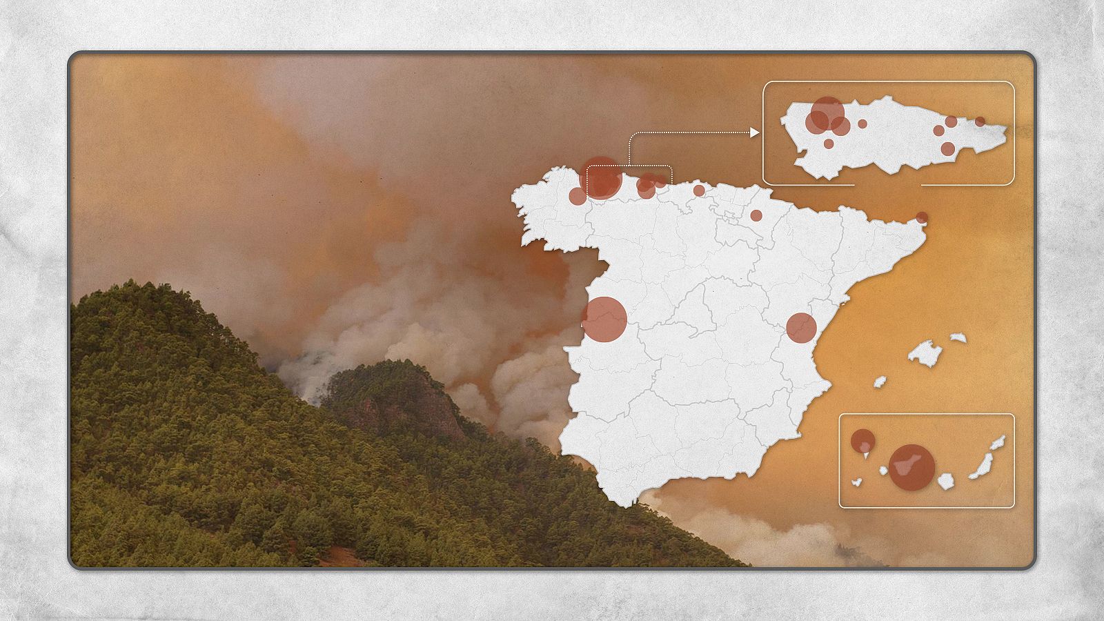 Así se ven los 17 grandes incendios de este verano desde el espacio