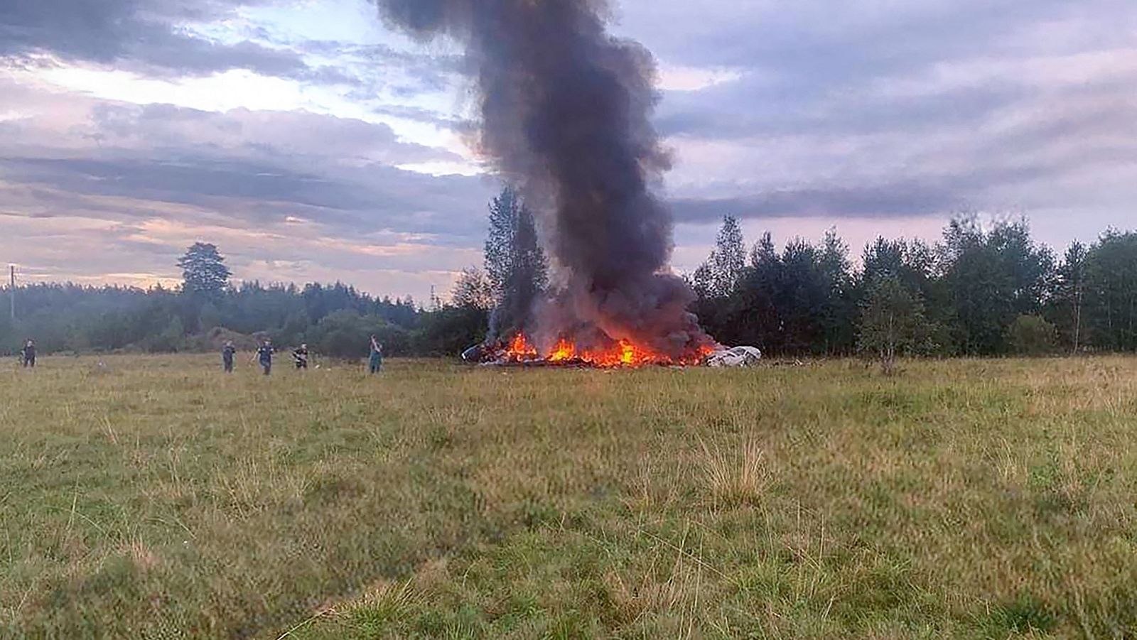 Imagen del siniestro del avión de Prigozhin en Moscú