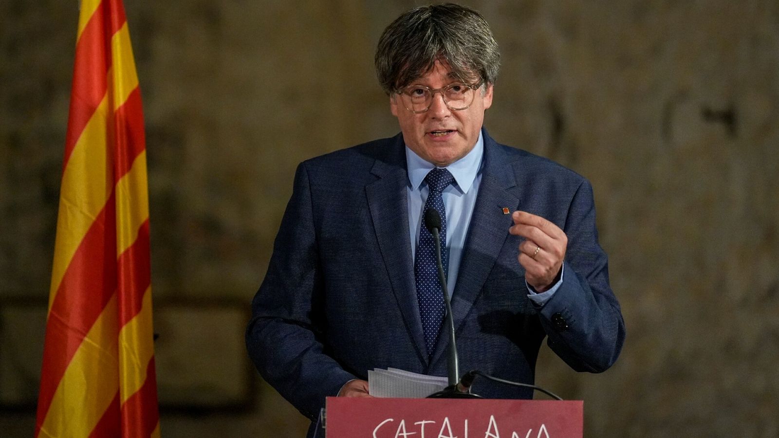 El expresidente de la Generalitat Carles Puigdemont, en un acto reciente en el sur de Francia