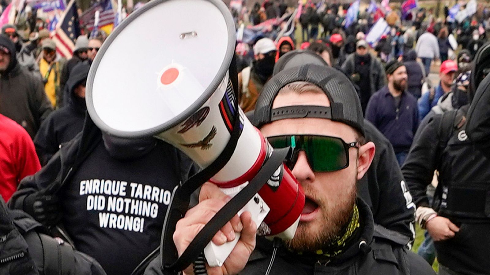 Ethan Nordean, miembro de Proud Boy, en su camino hacia el Capitolio de EE.UU.