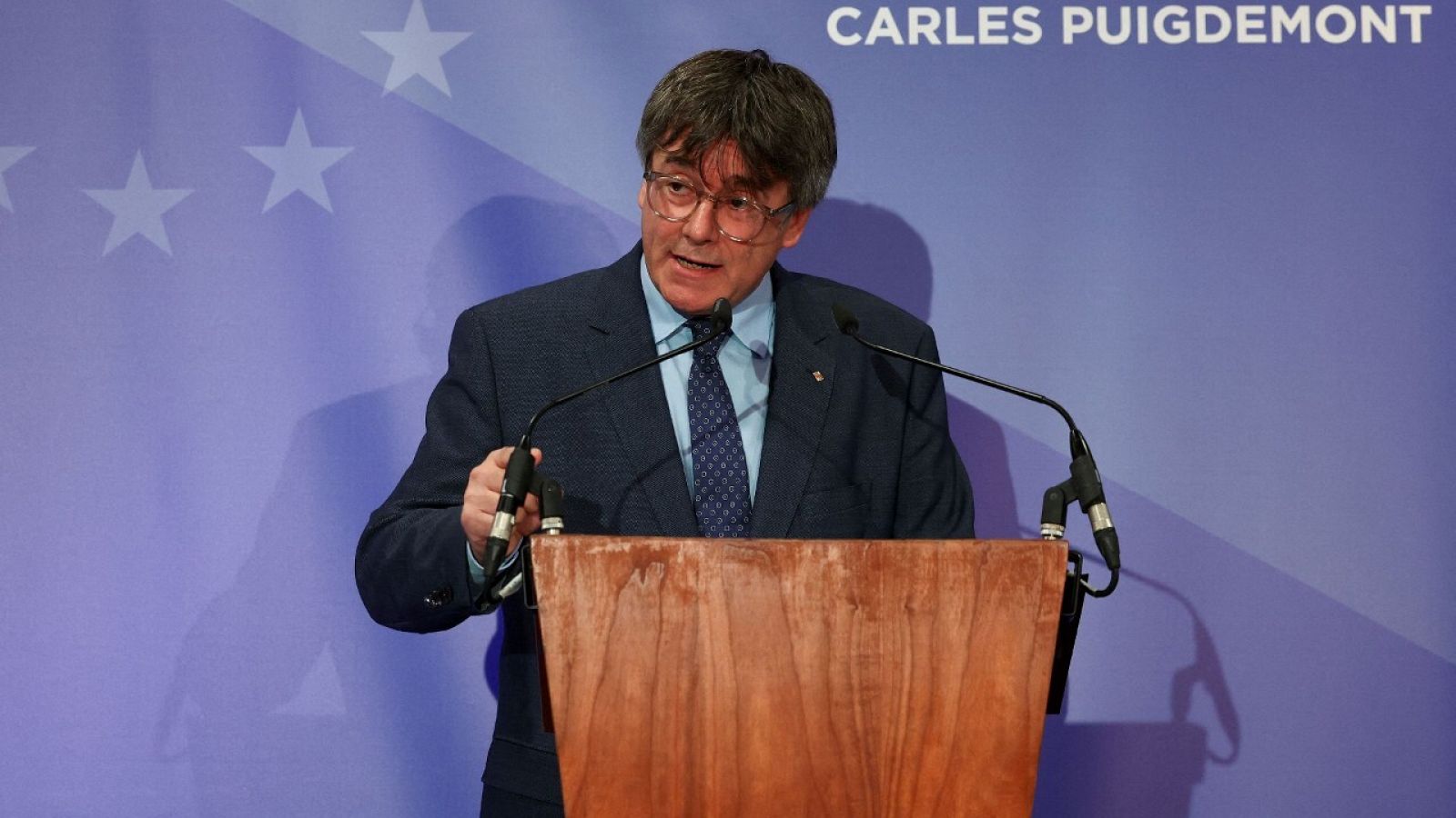  El líder de Junts, Carles Puigdemont, durant la conferència de premsa a Brussel·les
