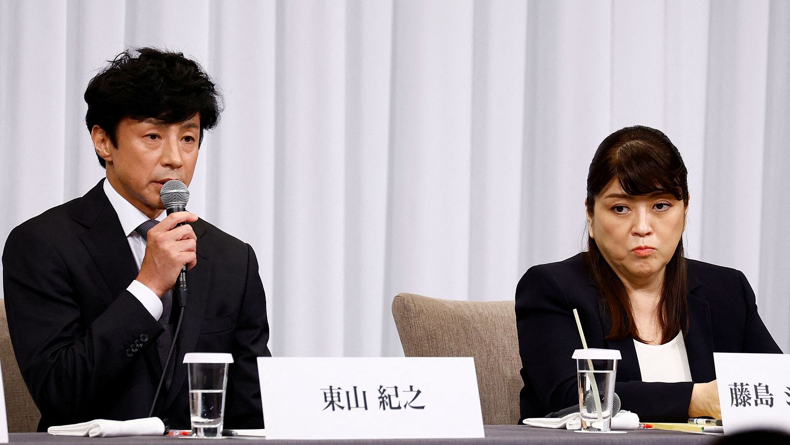 Japan's talent agency Johnny & Associates chief Julie K. Fujishima attends a press conference in Tokyo