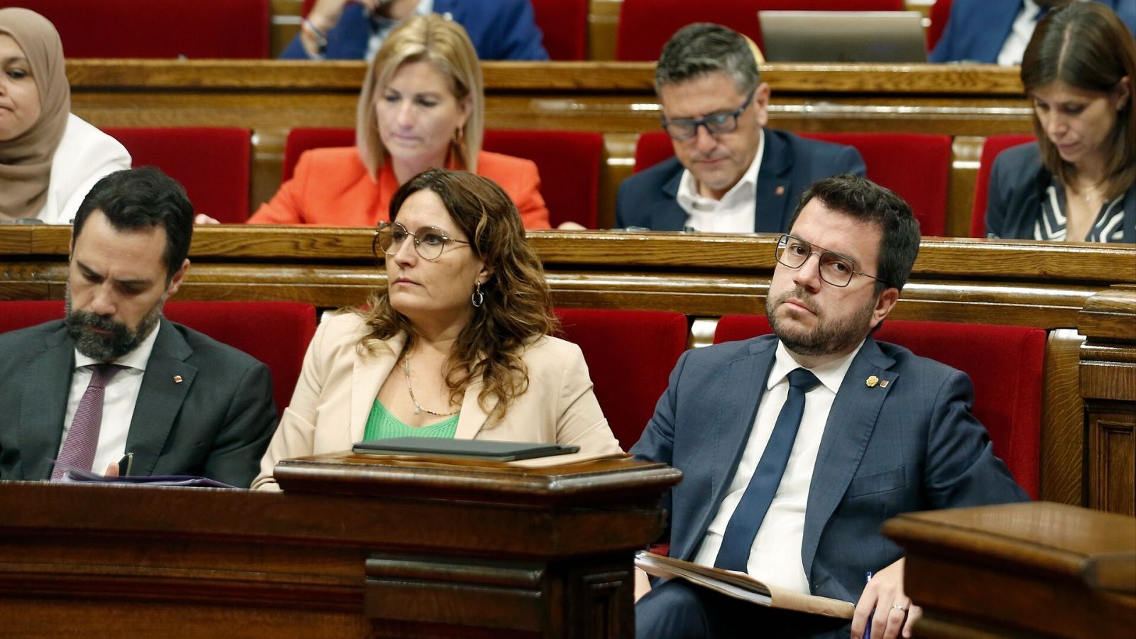 El presidente de la Generalitat, Pere Aragonès, durante el debate de política general en el Parlament catalán