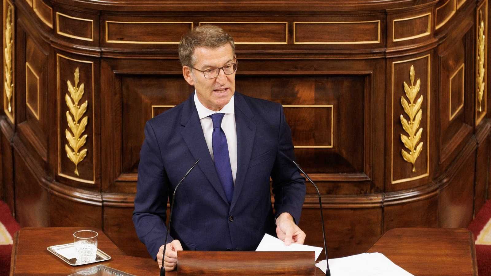 Alberto Núñez Feijóo durante el debate de investidura