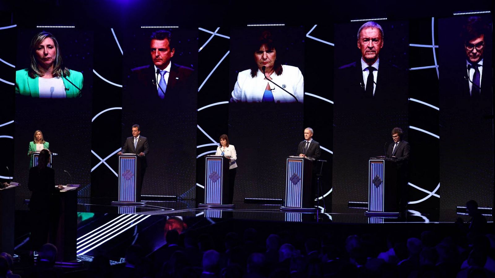 Los cinco candidatos a la Presidencia de Argentina durante el primer debate