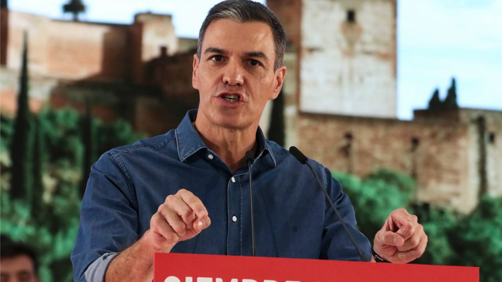 El presidente del Gobierno en funciones, Pedro Sánchez, en el acto del PSOE celebrado en Granada