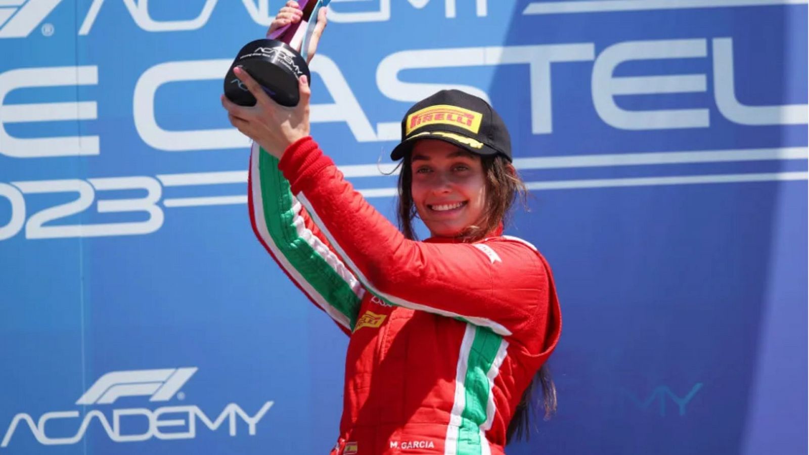 F1 academy: Marta García celebra su última victoria en Le Castellet, Francia.