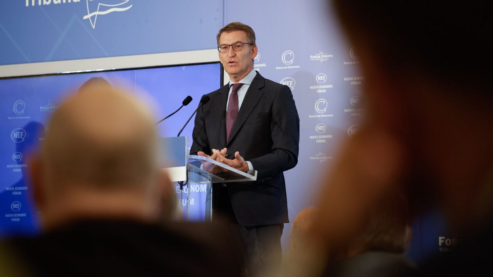 El presidente del PP, Alberto Núñez Feijóo, ofrece una conferencia en el Hotel Palace de Barcelona