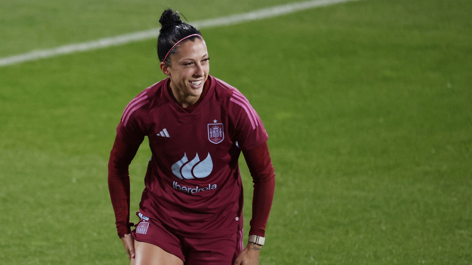 Jenni Hermoso durante un entrenamiento con la Selección