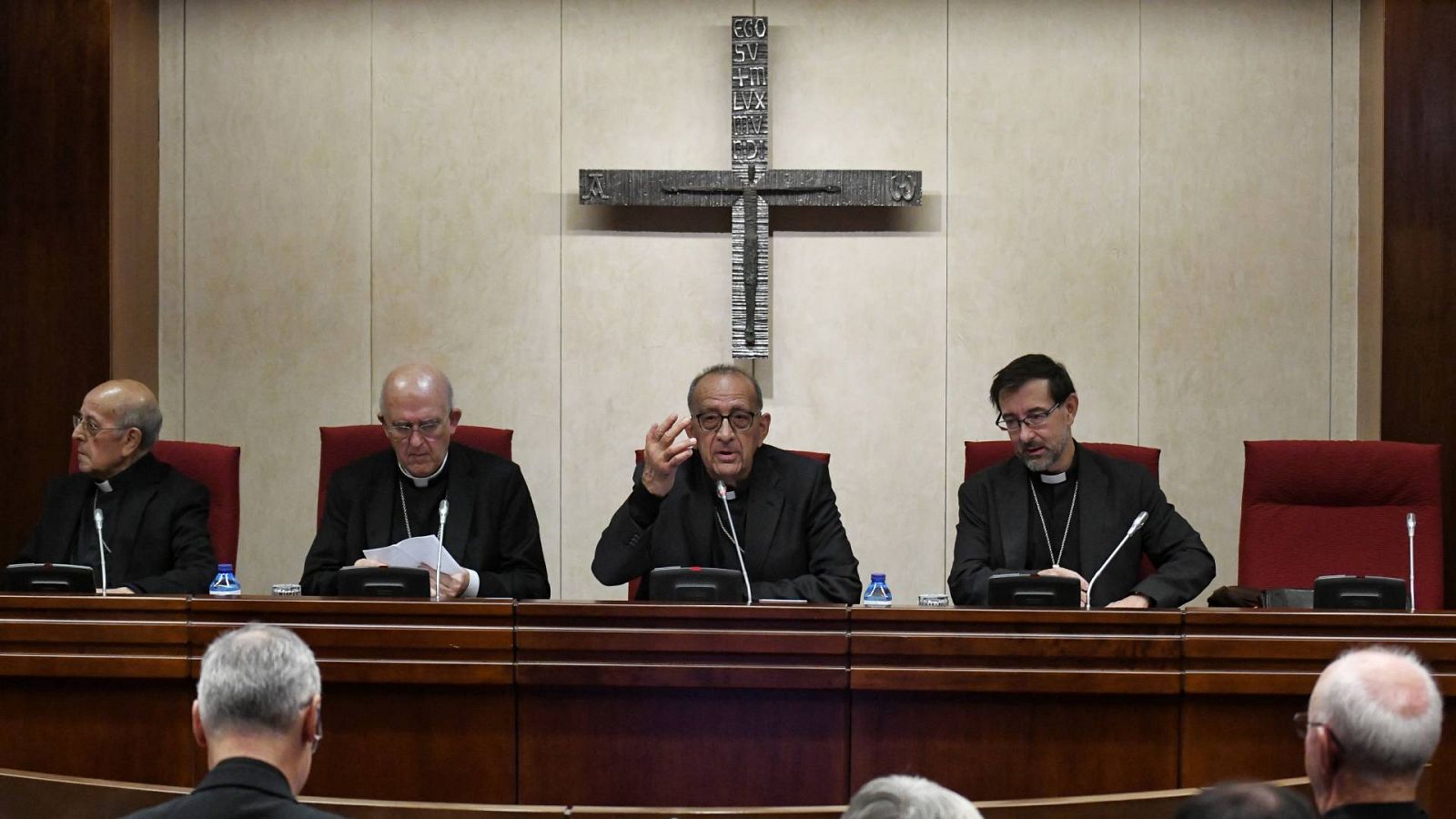 El cardenal arzobispo emérito de Madrid,; el presidente de la Conferencia Episcopal Española y el nuevo arzobispo de Madrid