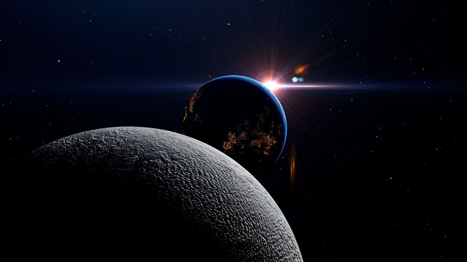 Ilustración de la Luna y la Tierra