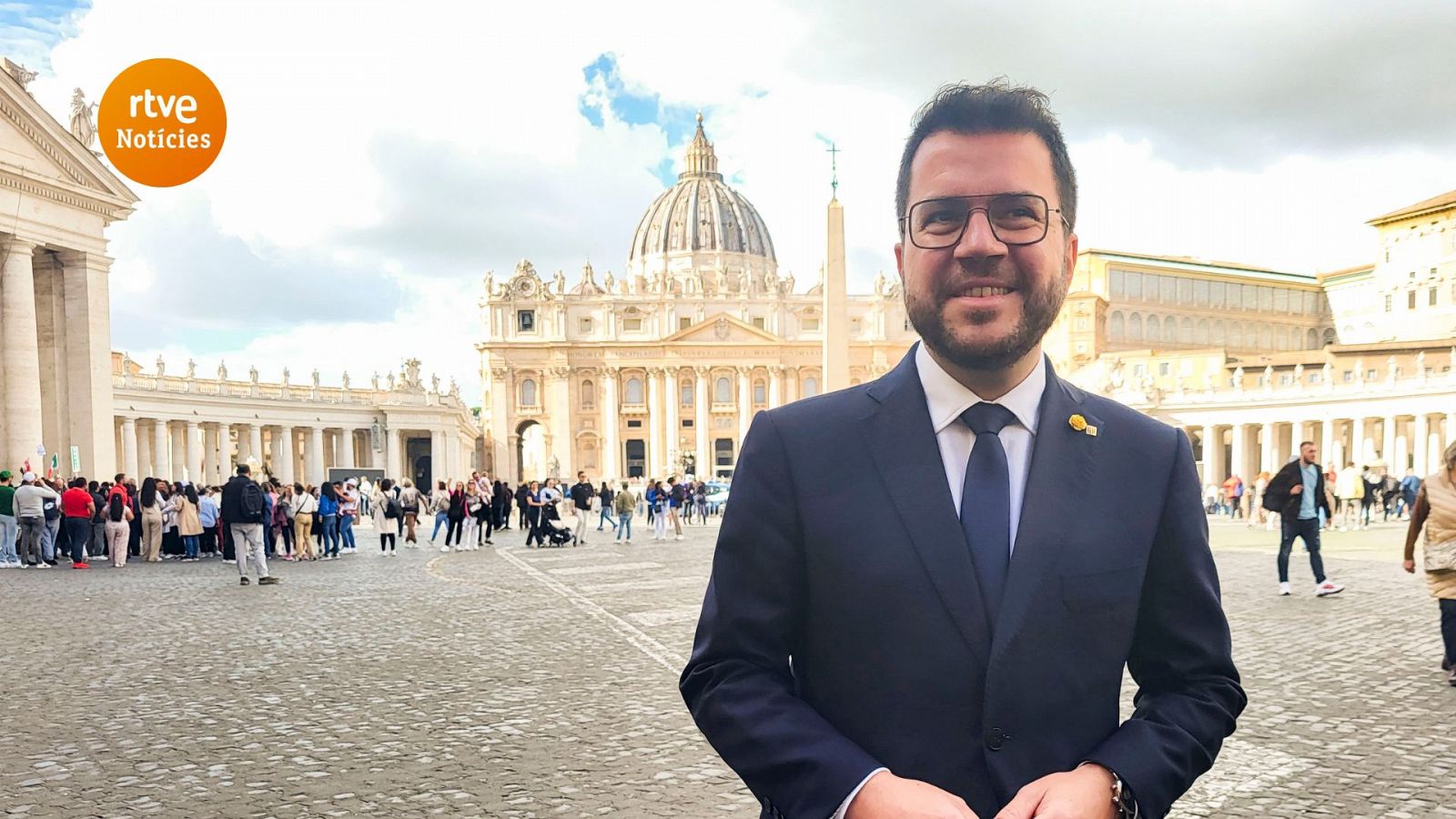 Pere Aragonès, després de ser rebut en recepció oficial pel Papa Francesc al Vaticà