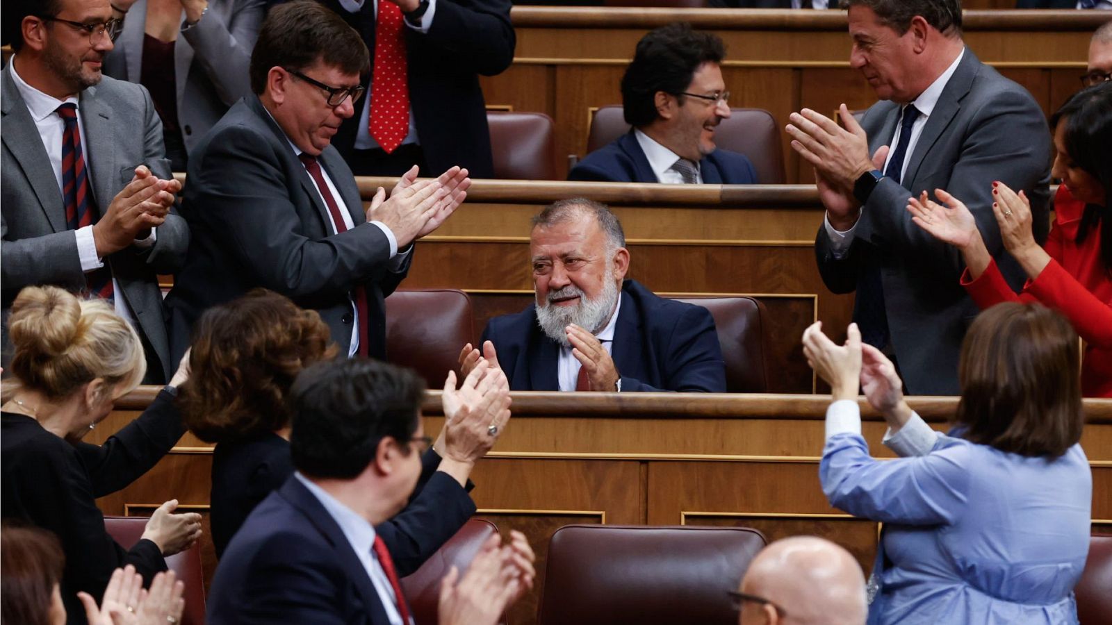 El diputado socialista Herminio Rufino Sancho Iñiguez, que ha sido agredido en las inmediaciones del Congreso