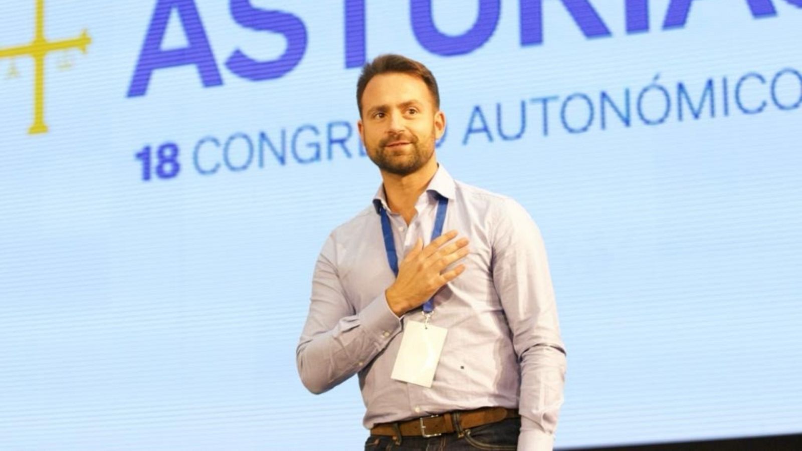 El presidente del PP de Asturias, Álvaro Queipo, en el congreso autonómico del Principado.