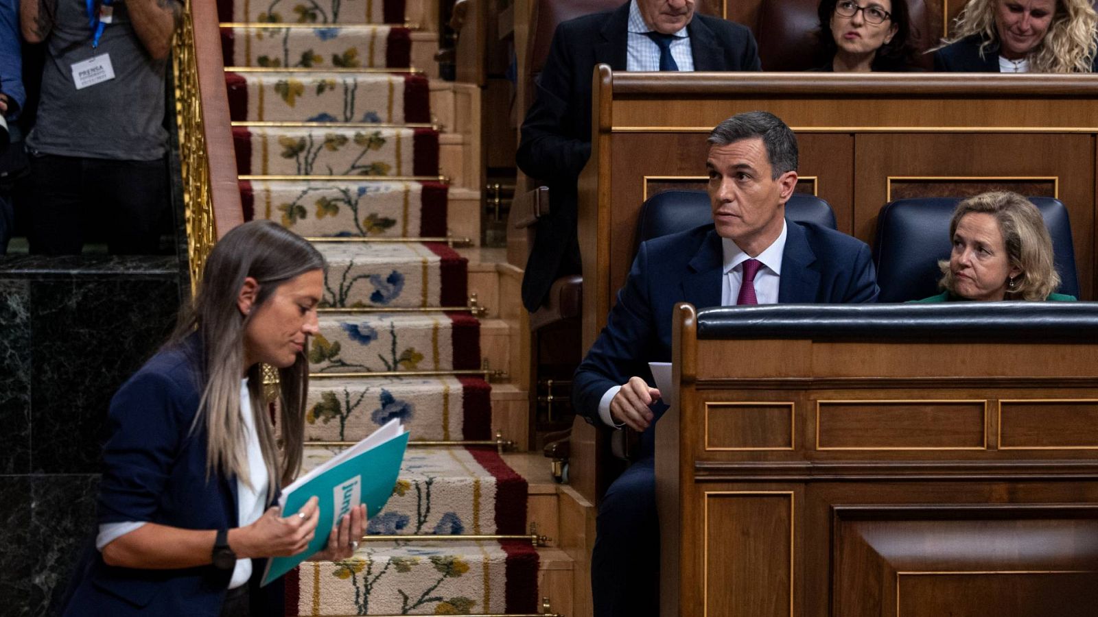 La portavoz de Junts en el Congreso, Miriam Nogeras, durante el debate de investidura de Pedro Sánchez