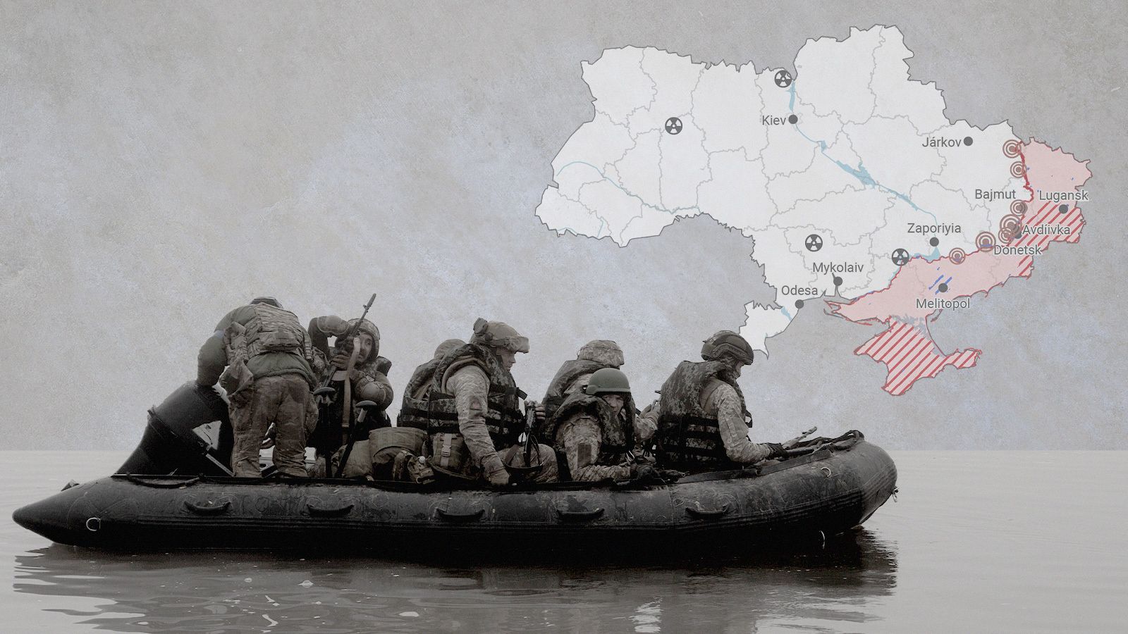 Soldados ucranianos en el río Dniéper