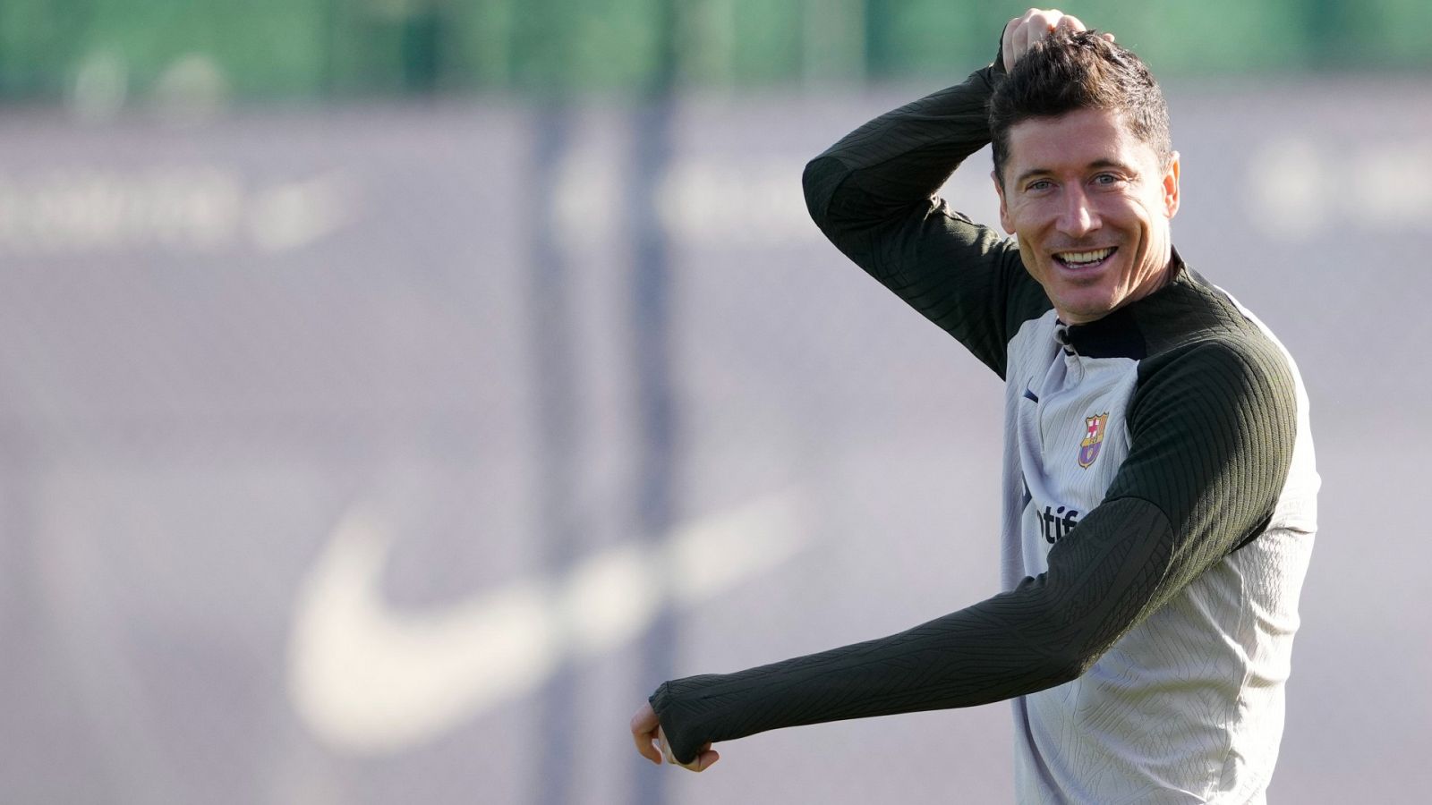 Robert Lewandowski, en un entrenamiento con el FC Barcelona.