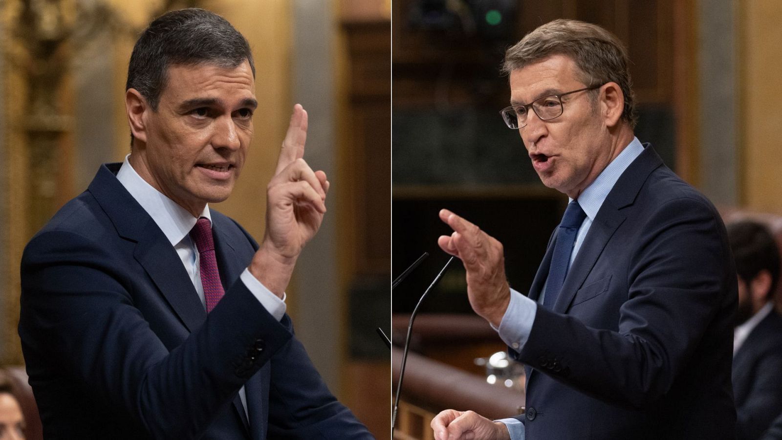 Pedro Sánchez y Alberto Núñez Feijóo, en un pleno del Congreso