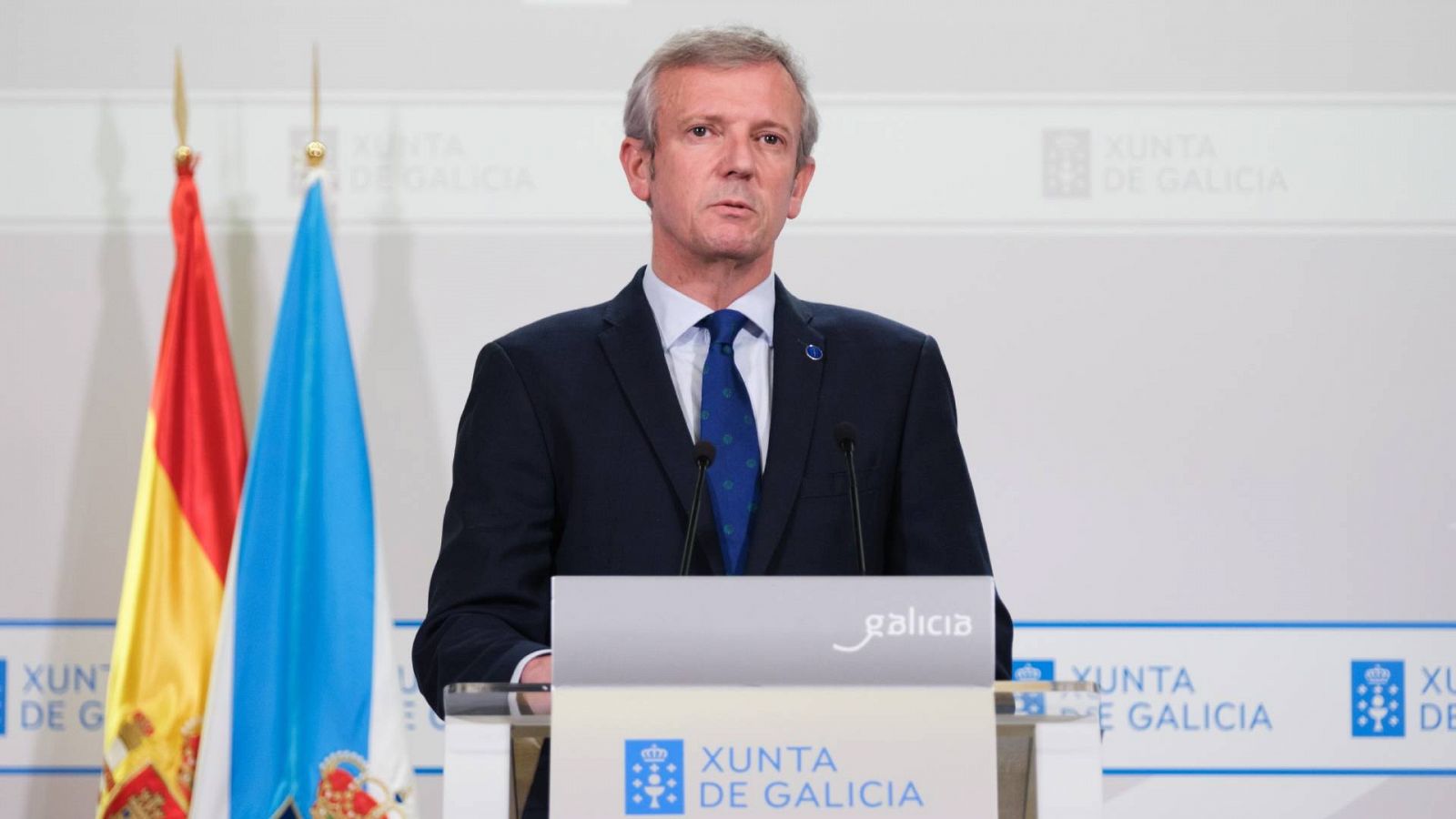 El presidente de Galicia, Alfonso Rueda, en la rueda de prensa en que ha anunciado el adelanto electoral