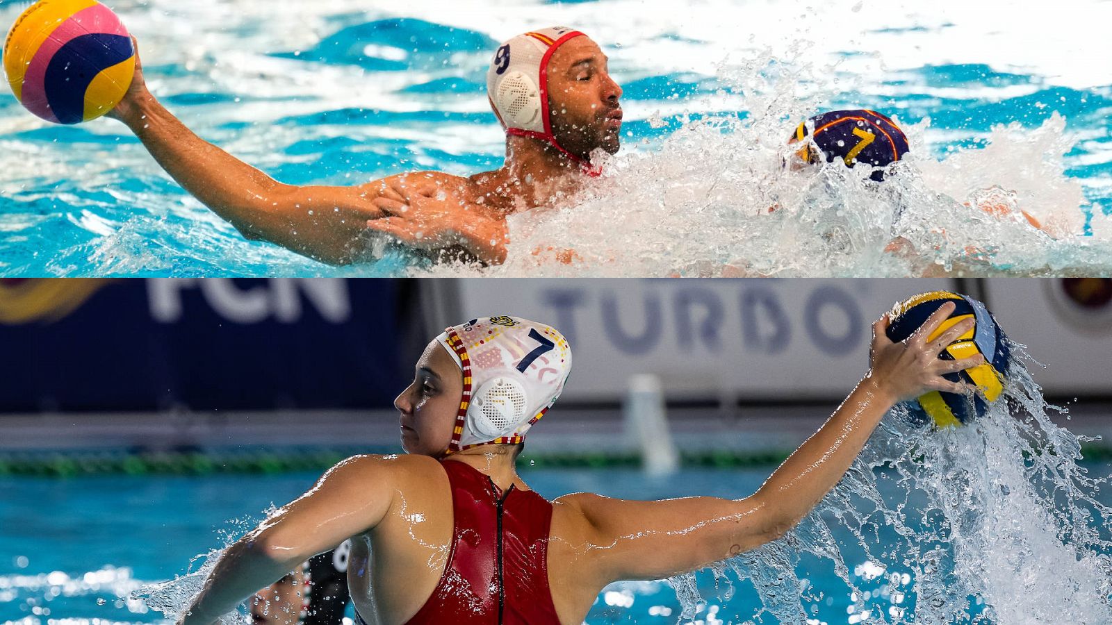 Felipe Perrone (arriba) y Elena Ruiz, piezas claves de las selecciones españolas de waterpolo