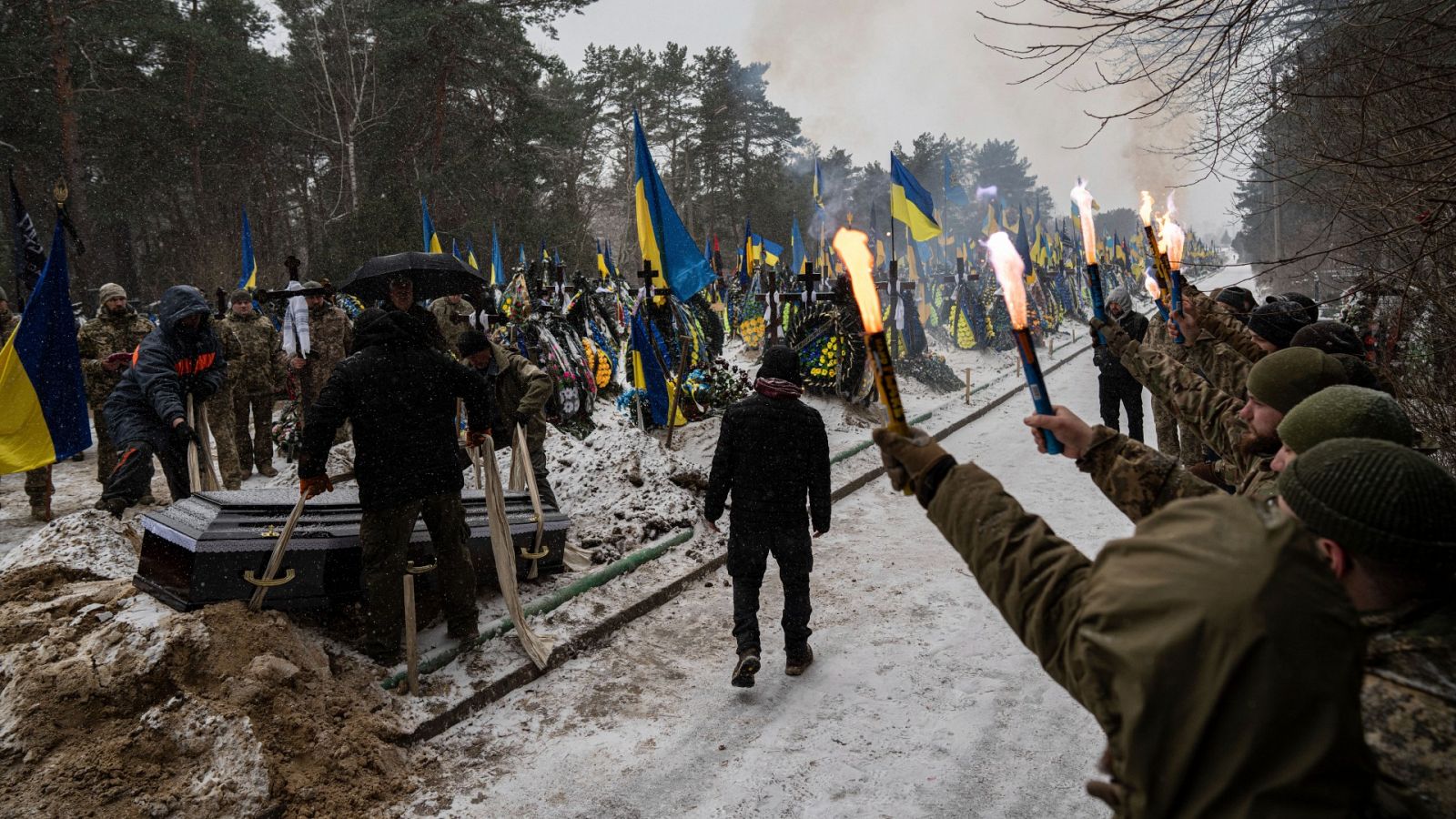 Funeral en Kiev de un soldado ucraniano muerto por un ataque ruso
