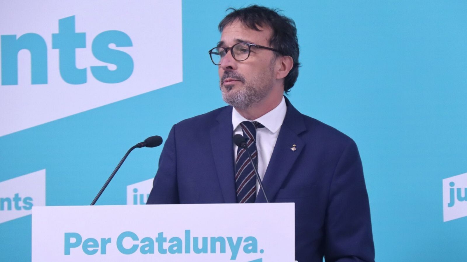 El portaveu de Junts, Josep Rius, en roda de premsa aquest dilluns