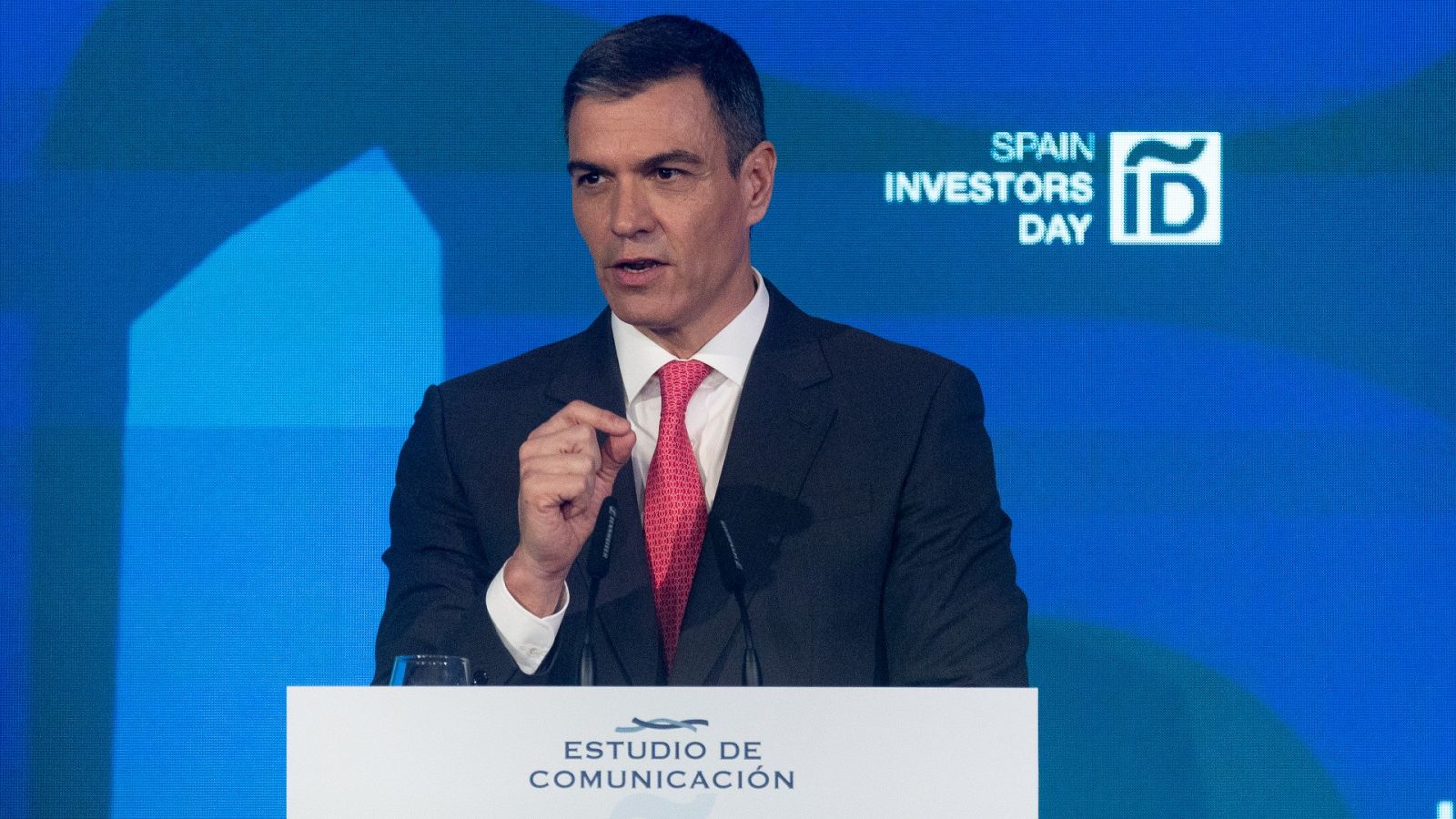 El presidente del Gobierno, Pedro Sánchez, interviene durante el Spain Investors Day