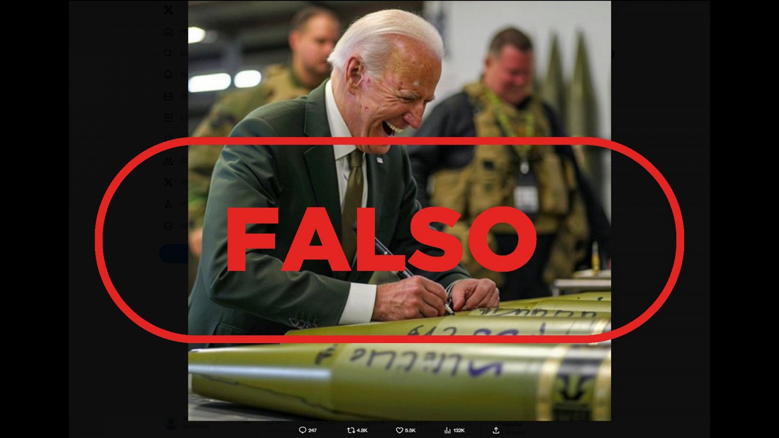 Guerra Israel - Hamás | La foto de Biden con misiles es falsa porque está creada con IA