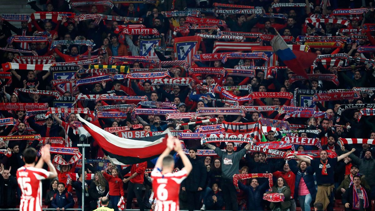 La afición del Atlético, en el Wanda Metropolitano.