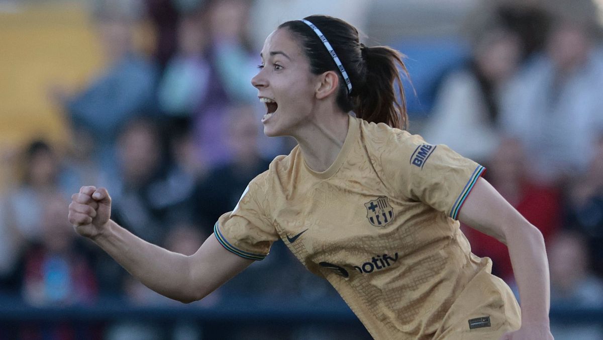 Aitana Bonmatí celebra un gol con el Barça