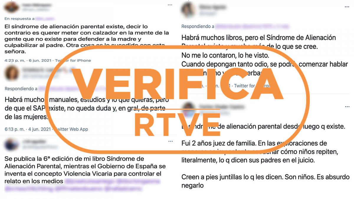 Imágenes de tuits en los que afirman que el Síndrome de Alienación Parental está reconocido por la ciencia.