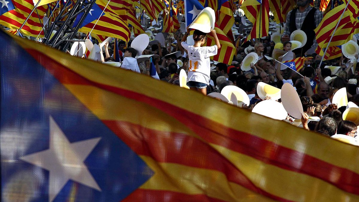 Concentración independentista durante la Díada en Barcelona