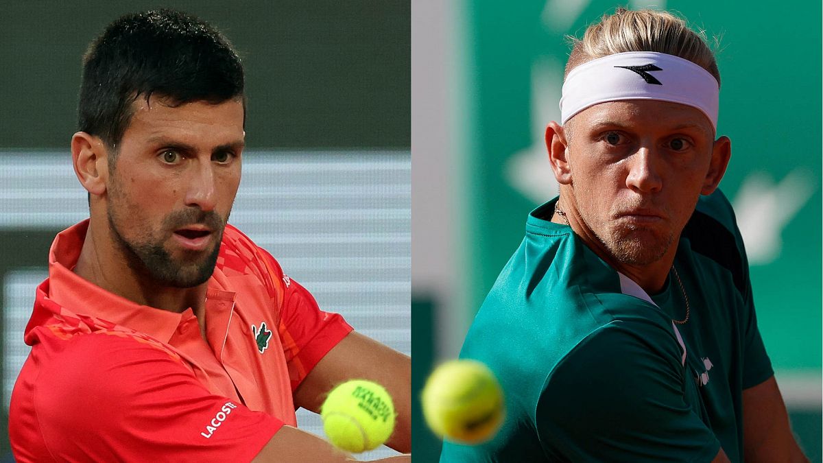 Fotocomposición con Djokovic y Davidovich en Roland Garros