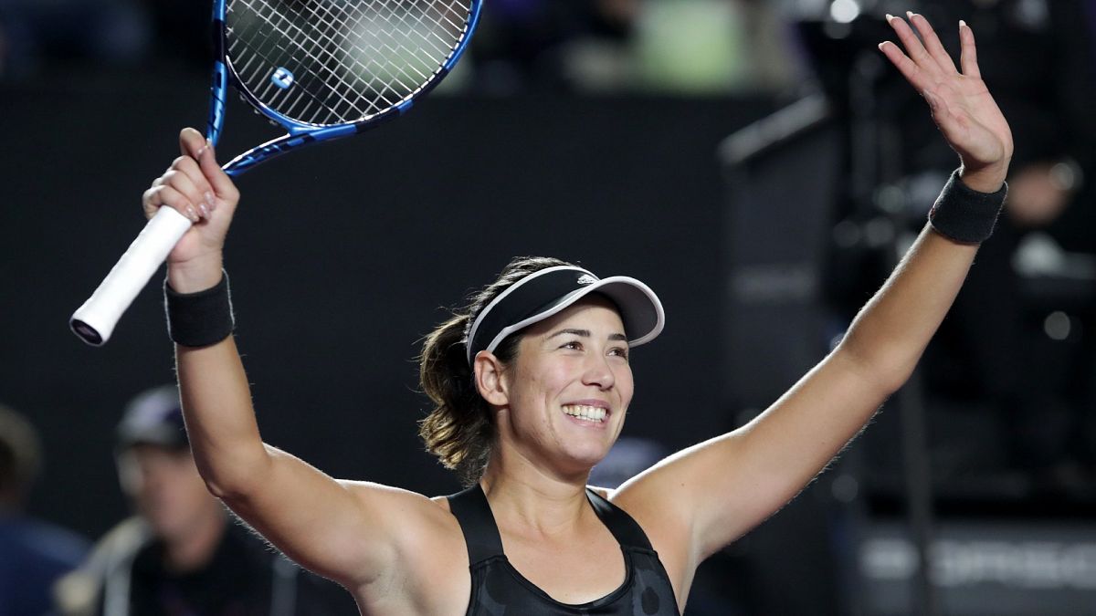 La española Garbine Muguruza celebra tras ganar su partido