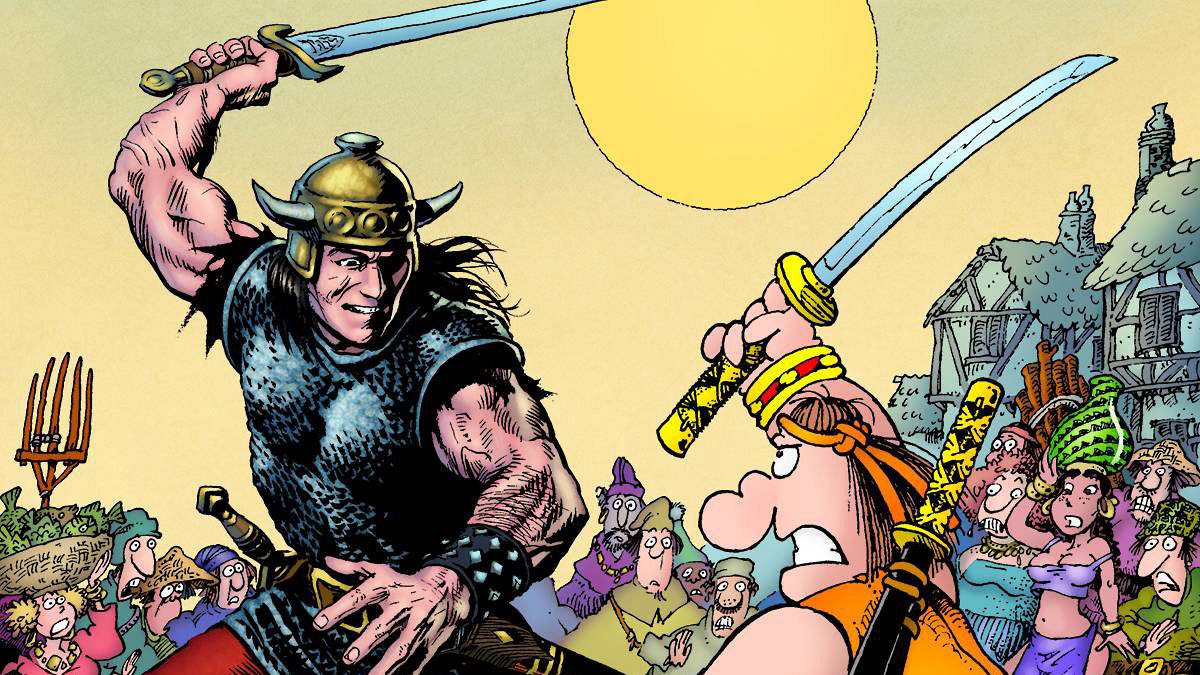 Fragmento de una portada de 'Groo vs. Conan'
