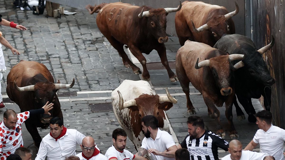 Imagen del último encierro de los sanfermines 2022, este jueves