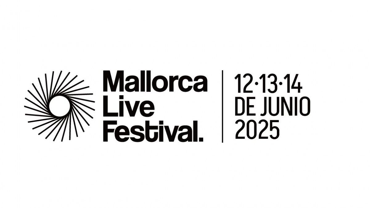 Logotipo del Mallorca Live Festival con diseño circular y líneas radiales.  Fechas del evento: 12, 13 y 14 de junio de 2025.