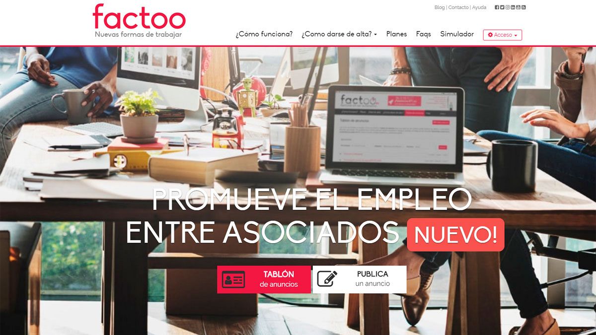 Imagen de la página web de Factoo