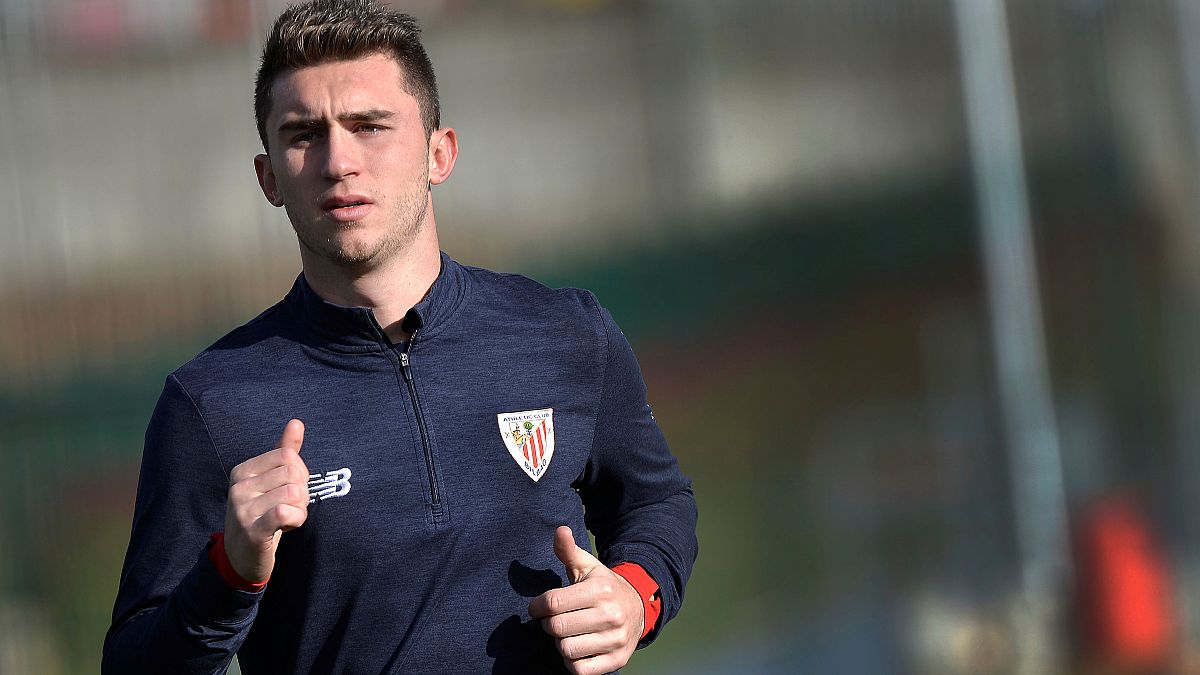 Laporte, en un entrenamiento en Lezama.