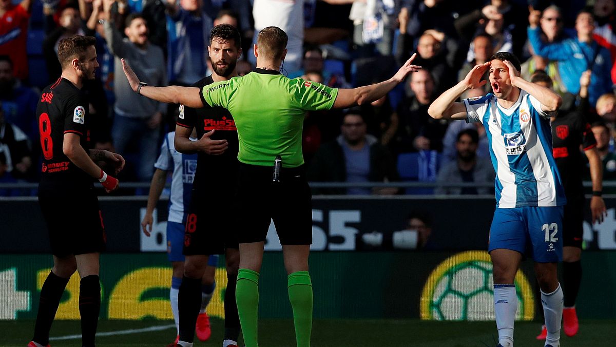 Imagen del encuentro entre el Espanyol y el Atlético de Madrid en la jornada 26 de La Liga